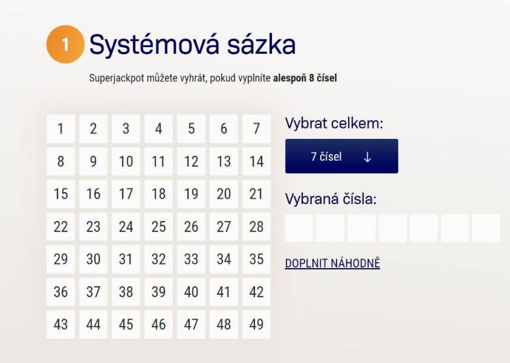 Systémová sázka Sportka 1. krok