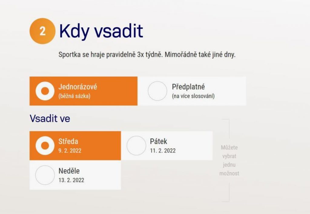 Systémová sázka Sportka 2. krok