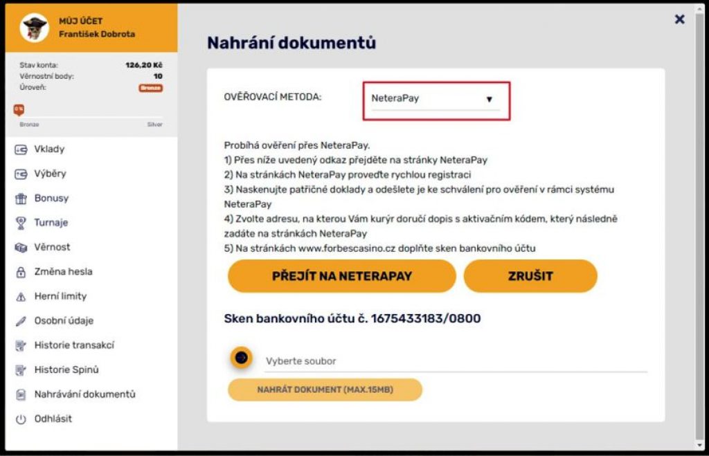 Neterapay casino registrace