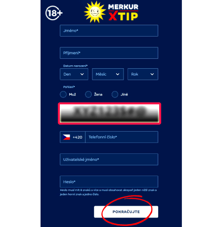 Postup při přihlášení do MerkurXtip pro zisk bonusu