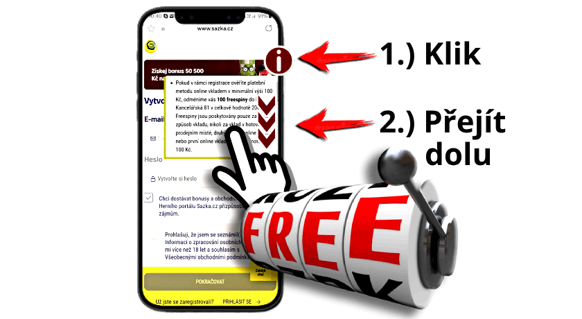 kde najít na 3 kliky Sazka free spiny