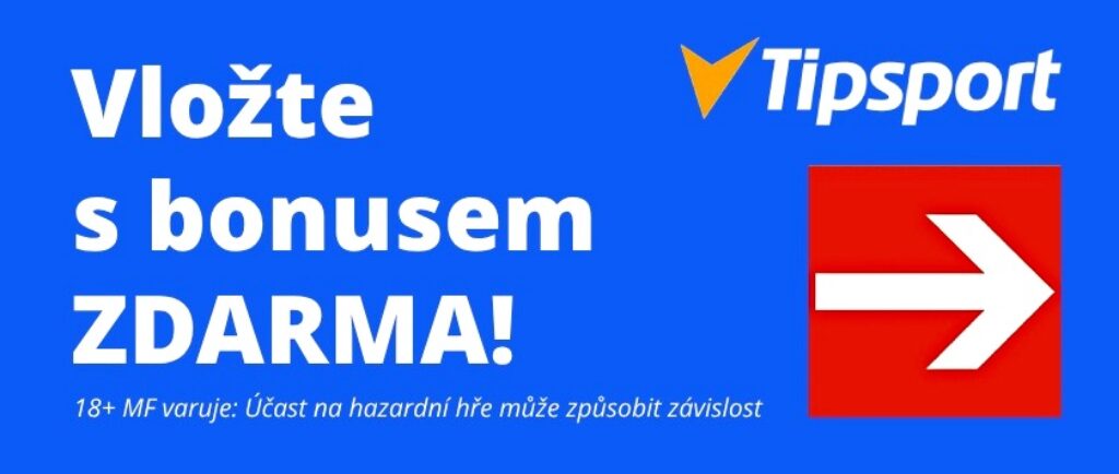 Tipsport nabídka bonusu za vklad peněz - červená šipka pobízí ke kliknutí