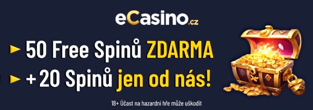 ecasino 50 free spinů + extra 20 bonus casino spinů