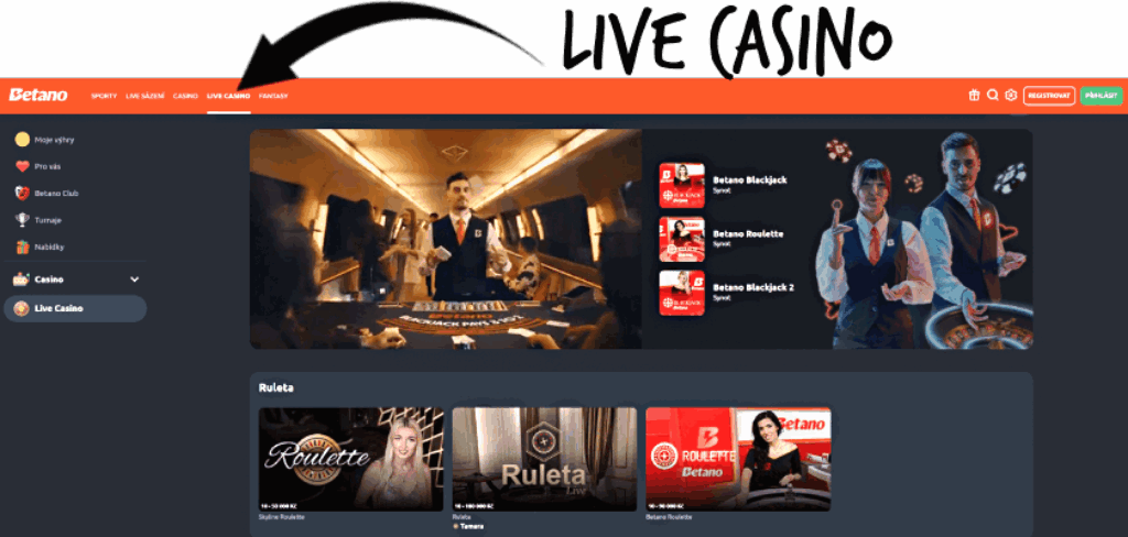 live casino na Betano.cz