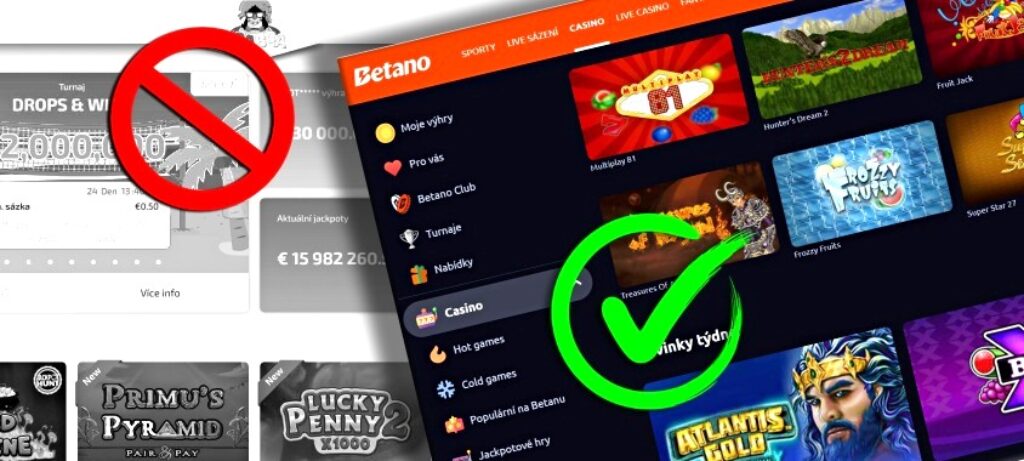 Nelegální online casino vs. legální online casino v Česku - porovnání na obrázku