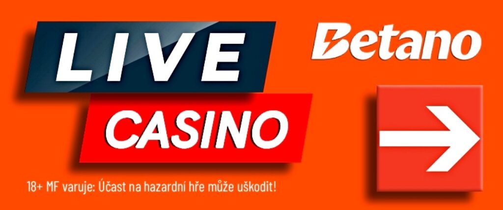 Betano live casino a červená šipka vedoucí do online casino herny s živým reálným krupiérem