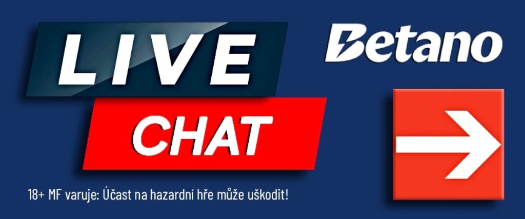 Betano live chat a červená šipka vedoucí do Betano live zákaznické linky - podpory