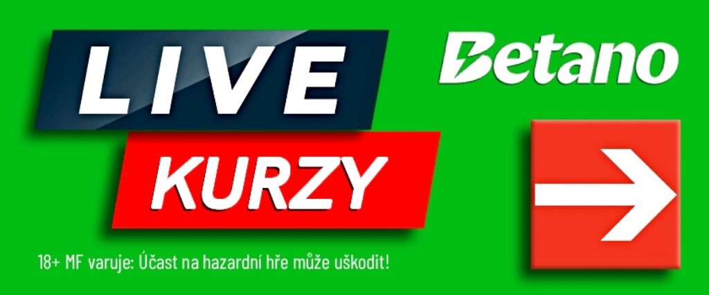 Betano live kurzy a červená šipka vedoucí do nabídky živě vypsaných kurzů